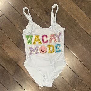Kids White 'Vacay Mode' Swimsuit